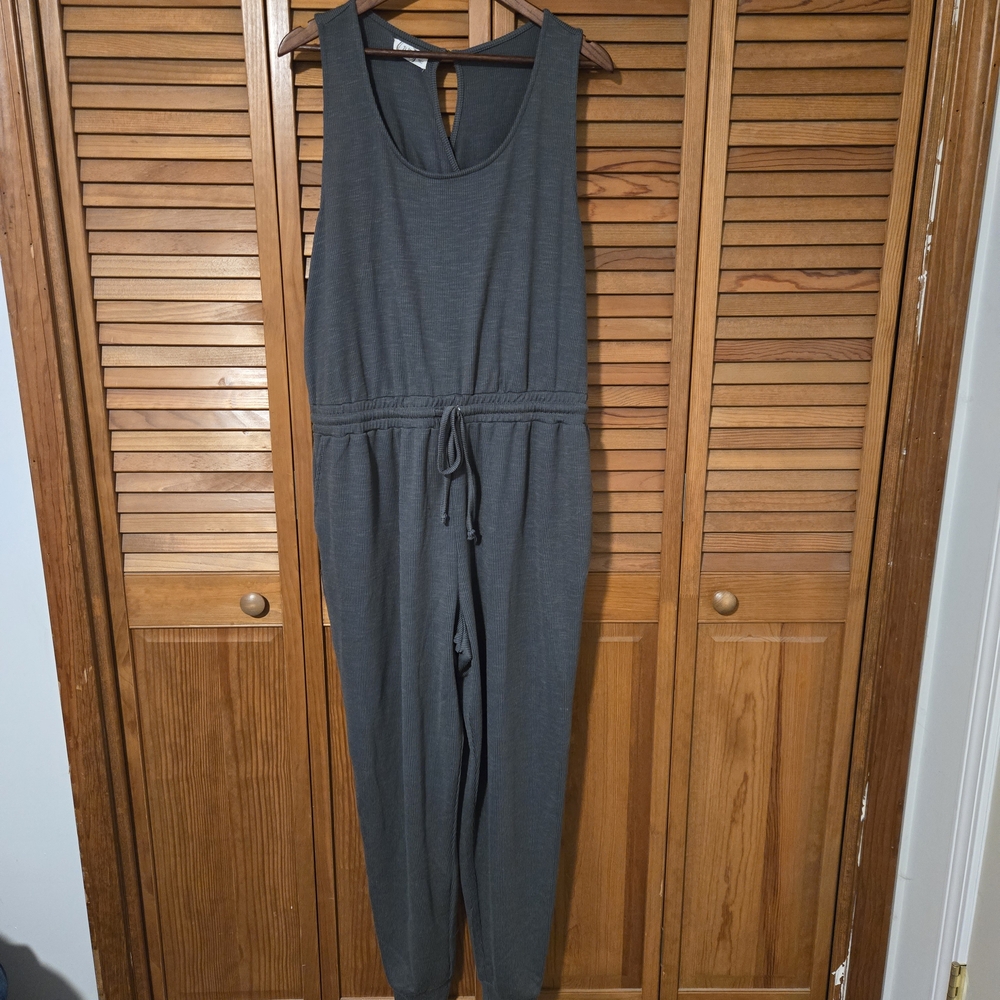 Maurices Gray Sleeveless Jumpsuit with Tie Waist